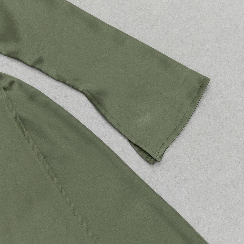 AIIZIE GREEN SATIN LONG SLEEVE MAXI DRESS - product image