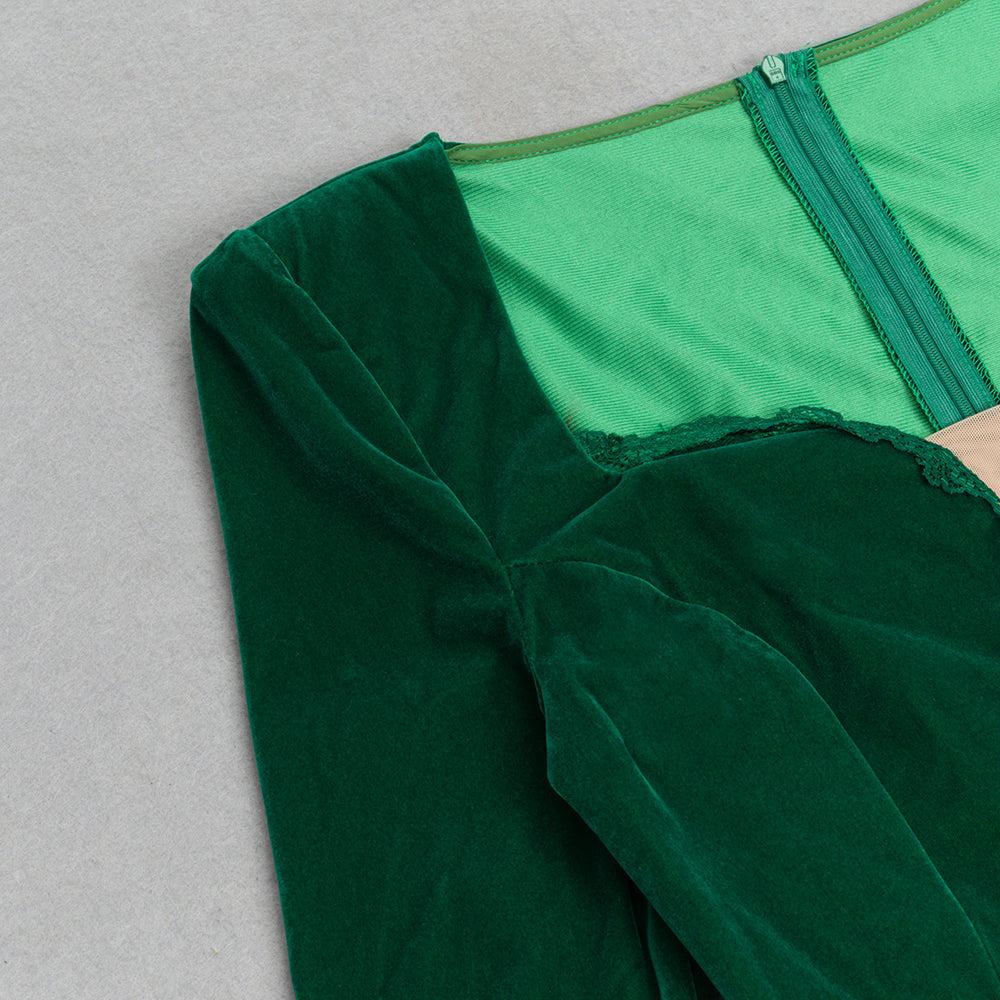 AIIZIE GREEN SPLIT BACK BODYCON MIDI DRESS - product image