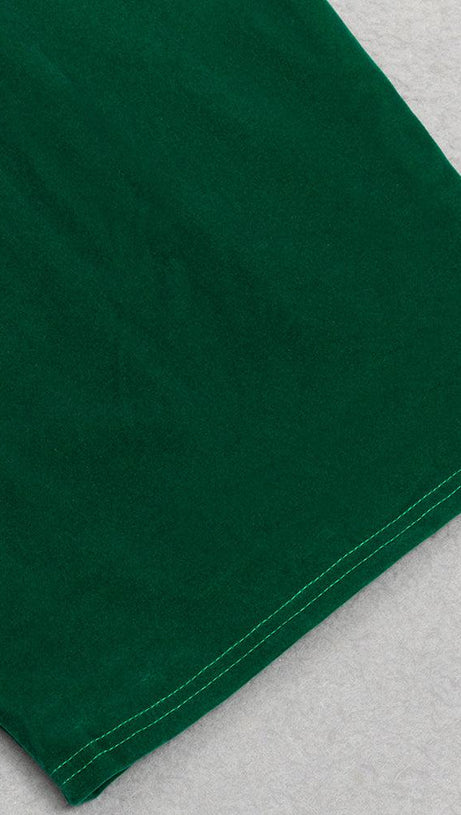 GREEN SPLIT BACK BODYCON MIDI DRESS