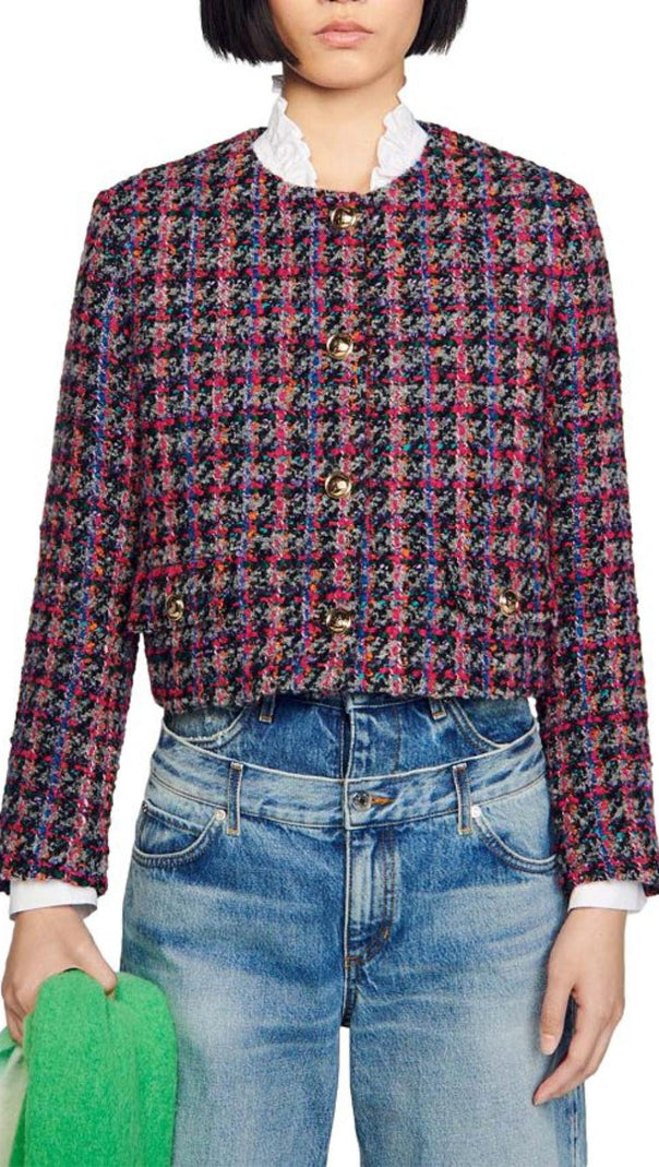 AIIZIE GREY PINK TWEED JACKET - product image