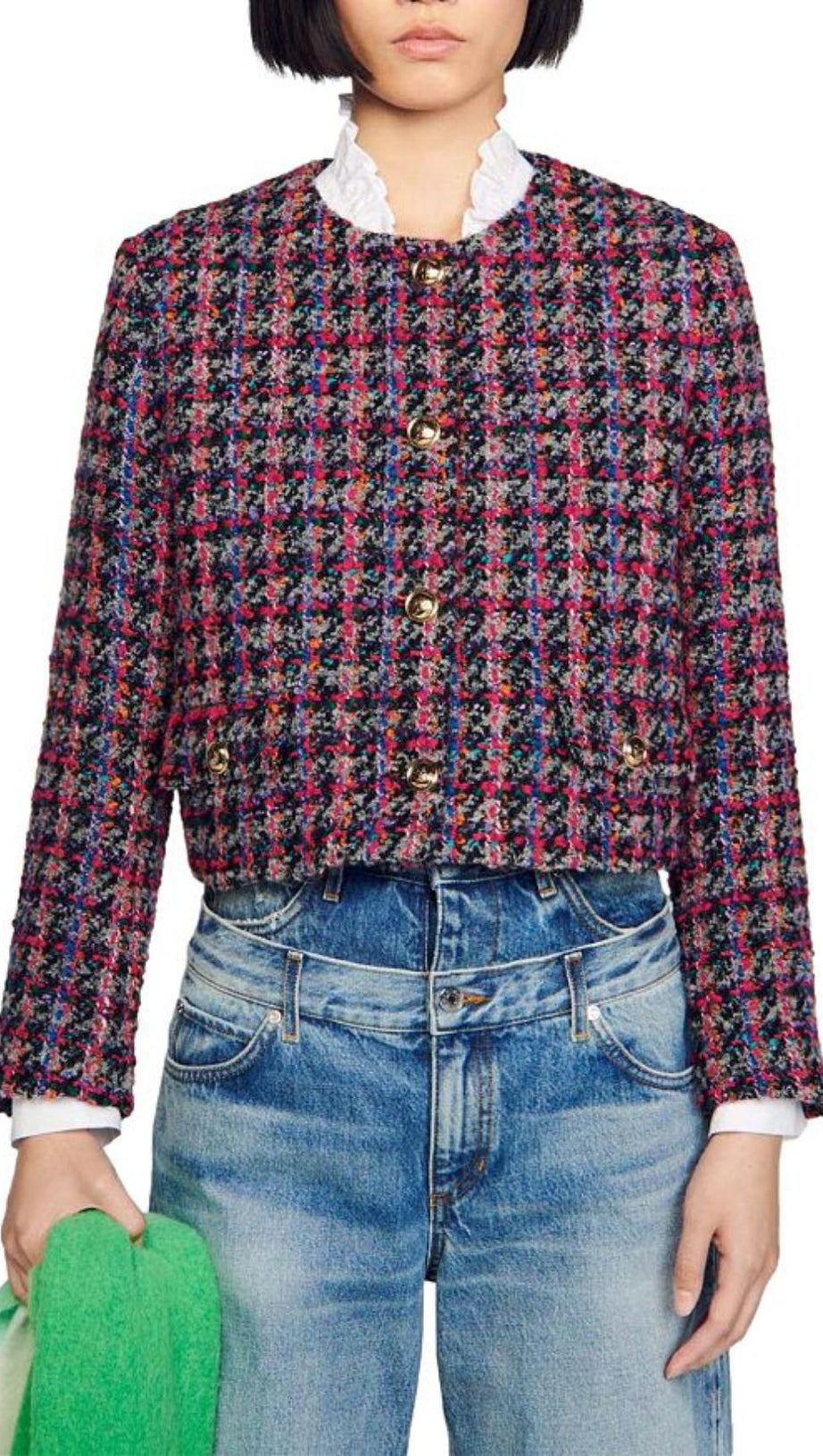 GREY PINK TWEED JACKET