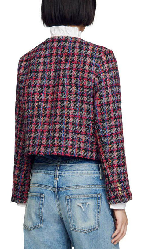 GREY PINK TWEED JACKET