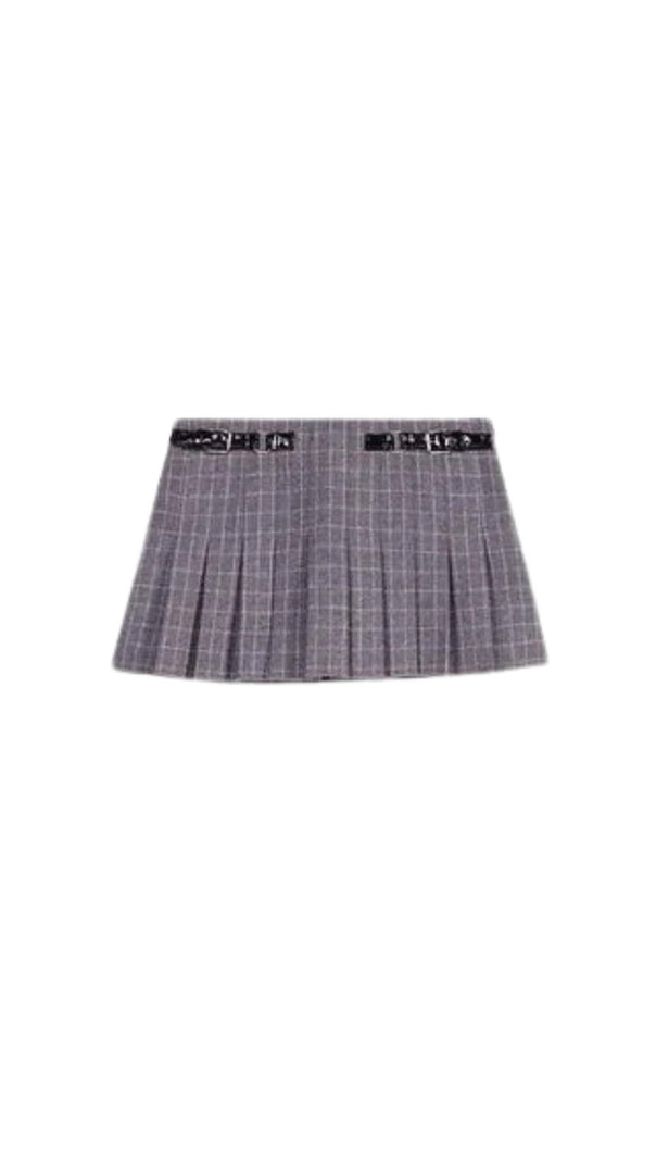 AIIZIE GREY PLEATED MINI SKIRT - product image