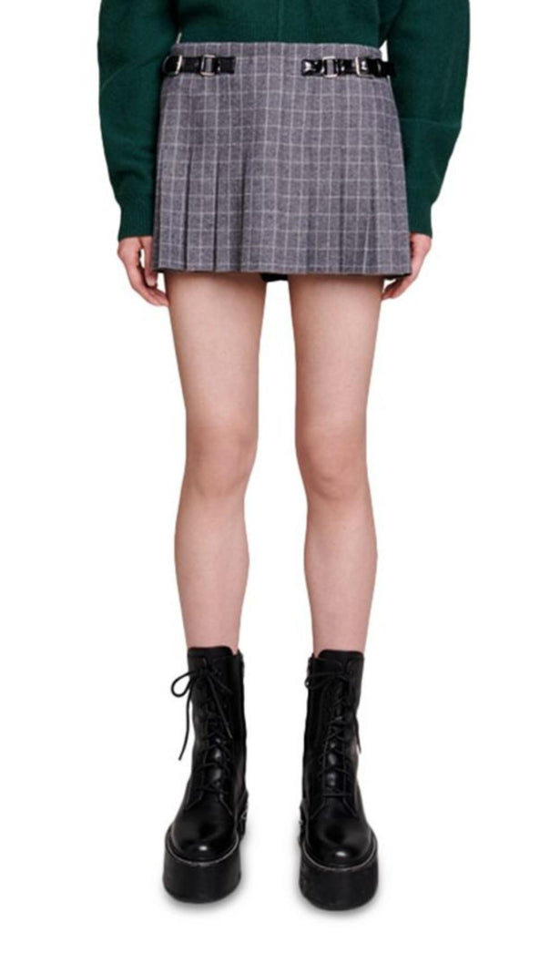 AIIZIE GREY PLEATED MINI SKIRT - product image