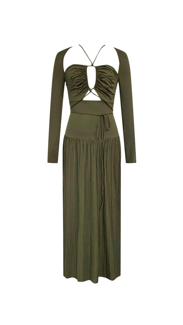 AIIZIE HALTER CUT OUT RUCHED MAXI DRESS - product image