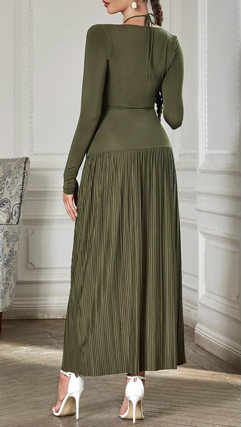 HALTER CUT OUT RUCHED MAXI DRESS