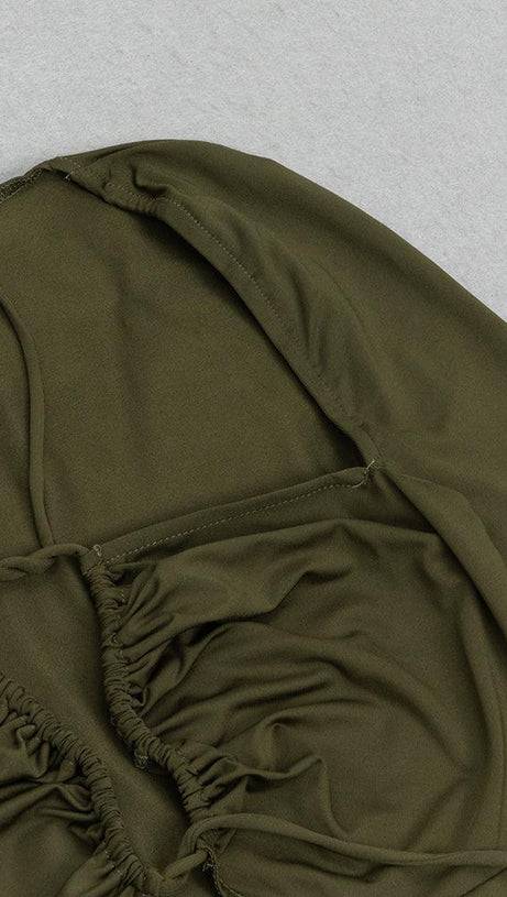 HALTER CUT OUT RUCHED MAXI DRESS