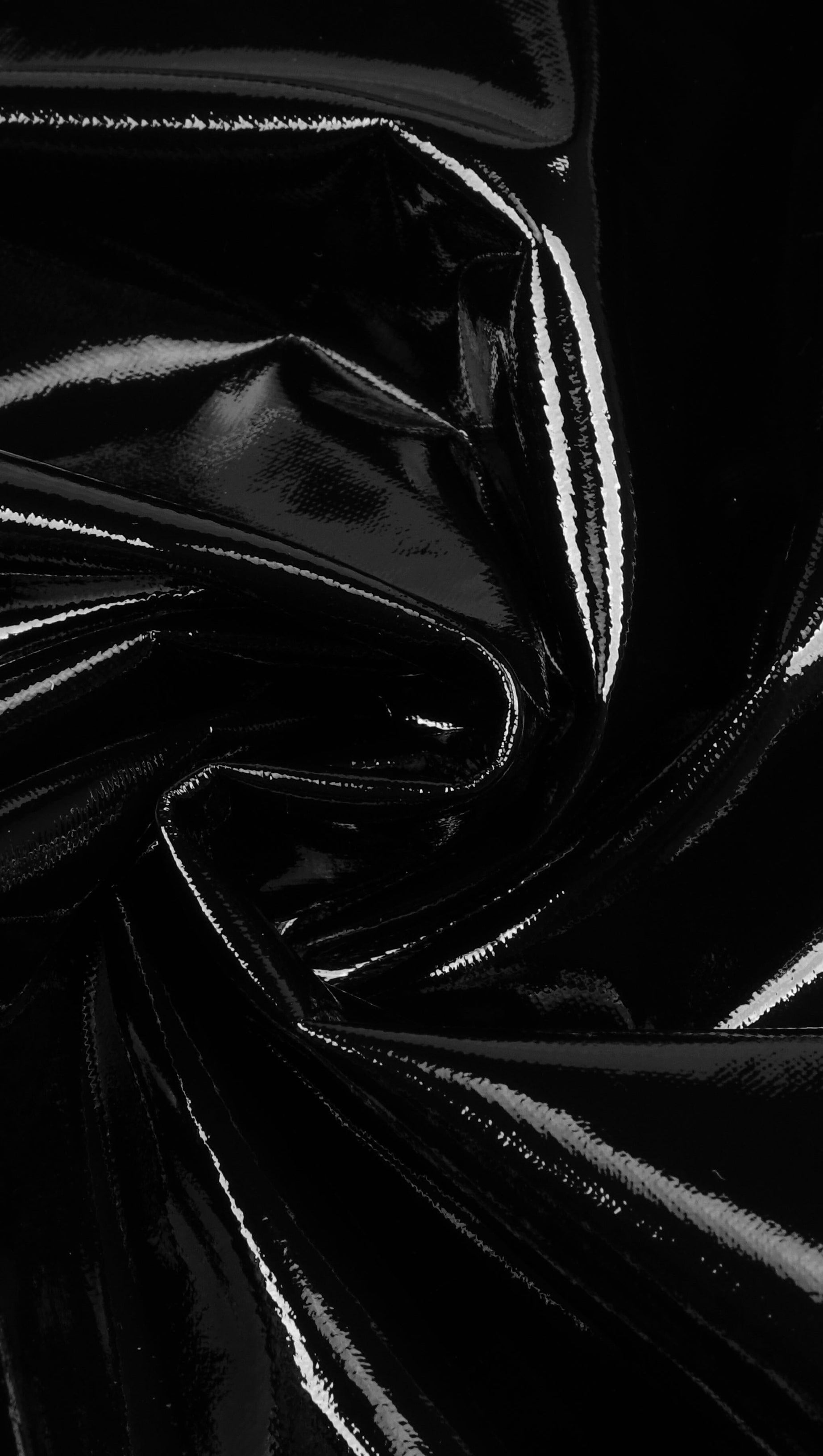 RUCHED HIGH-SHINE MINI DRESS IN BLACK