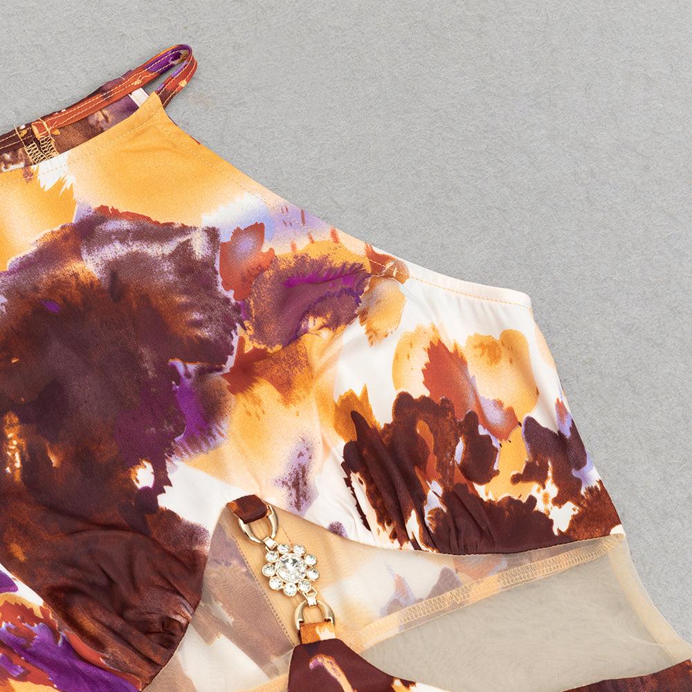 AIIZIE HALTER PRINTED BODYCON MIDI DRESS - product image