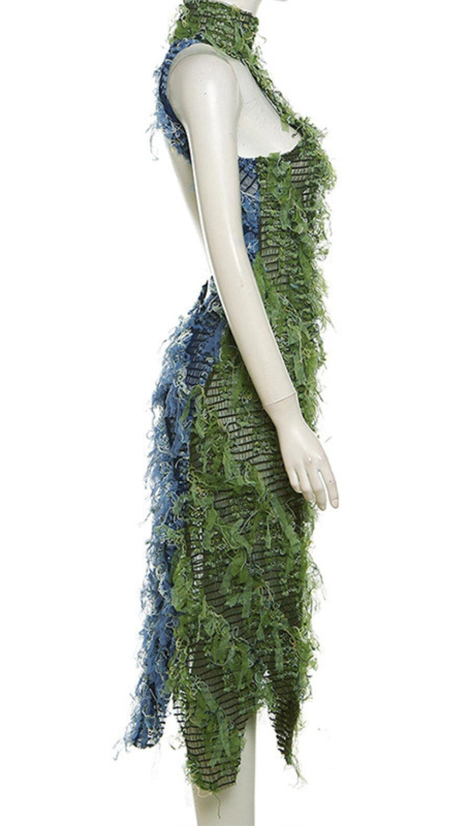 HALTERNECK BACKLESS HOLLOW MIDI DRESS IN GREEN