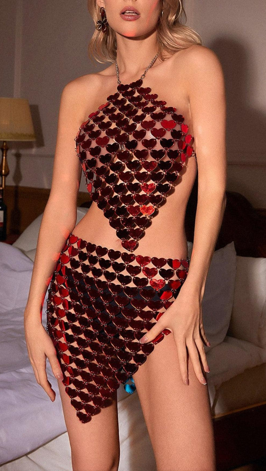 HEART ACRYLIC CHAINMAIL SKIRT SET