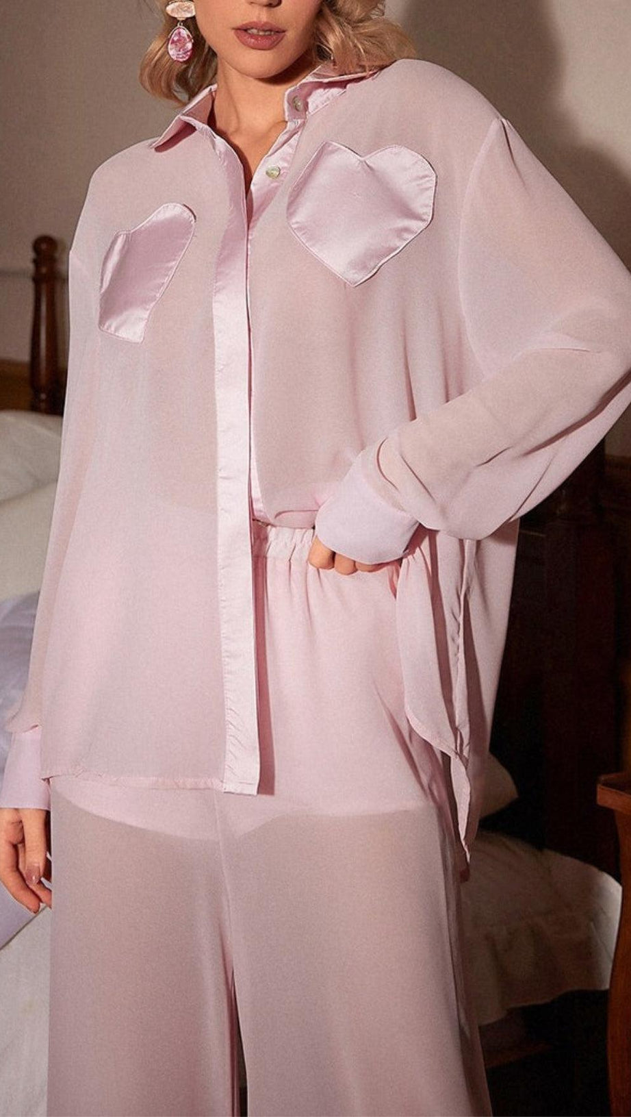 SET DI PANTALONI PATCHWORK CON PIUME A CUORE