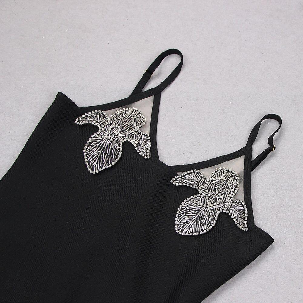 AIIZIE CRYSTAL IRIS EMBROIDERY MINI DRESS IN BLACK - product image