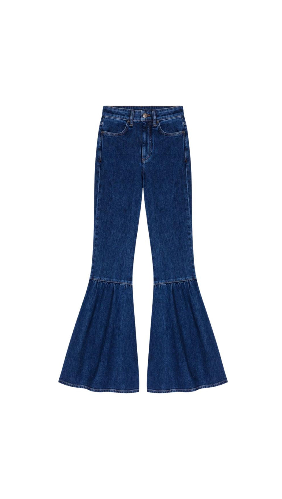 HIGH RISE FLARE LEG JEANS IN BLUE
