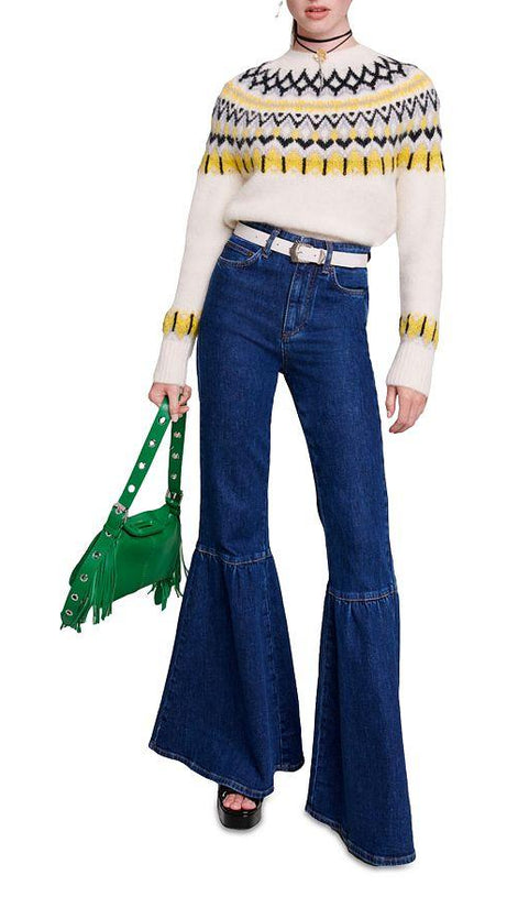 HIGH RISE FLARE LEG JEANS IN BLUE