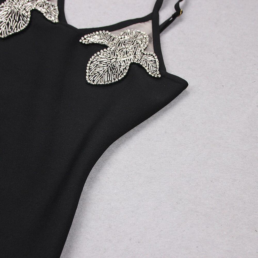 AIIZIE CRYSTAL IRIS EMBROIDERY MINI DRESS IN BLACK - product image