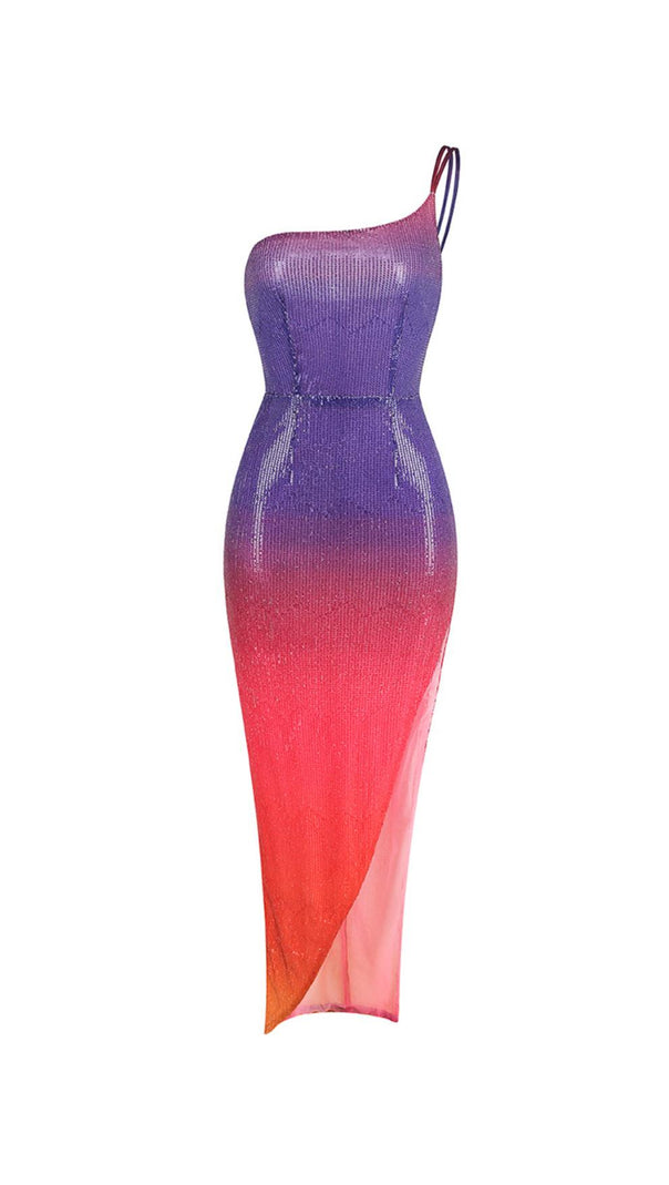AIIZIE HIGH SPLIT ONE-SHOULDER STRAP MIDI DRESS - product image