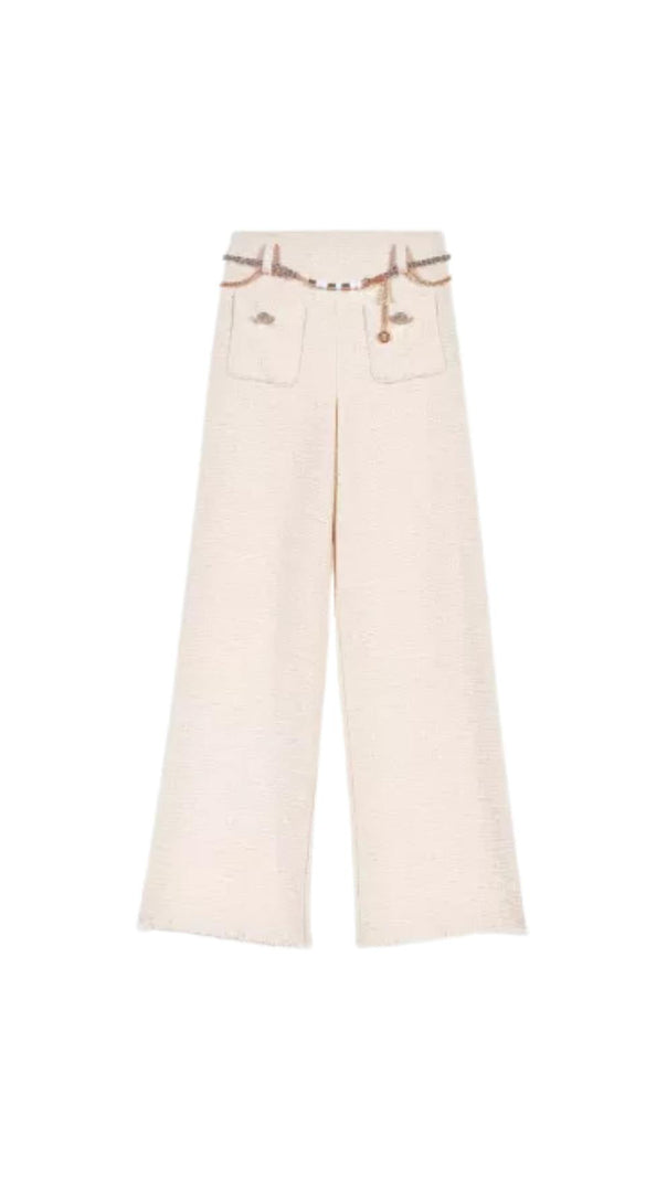 AIIZIE HIGH WAIST WIDE LEG TWEED TROUSERS - product image