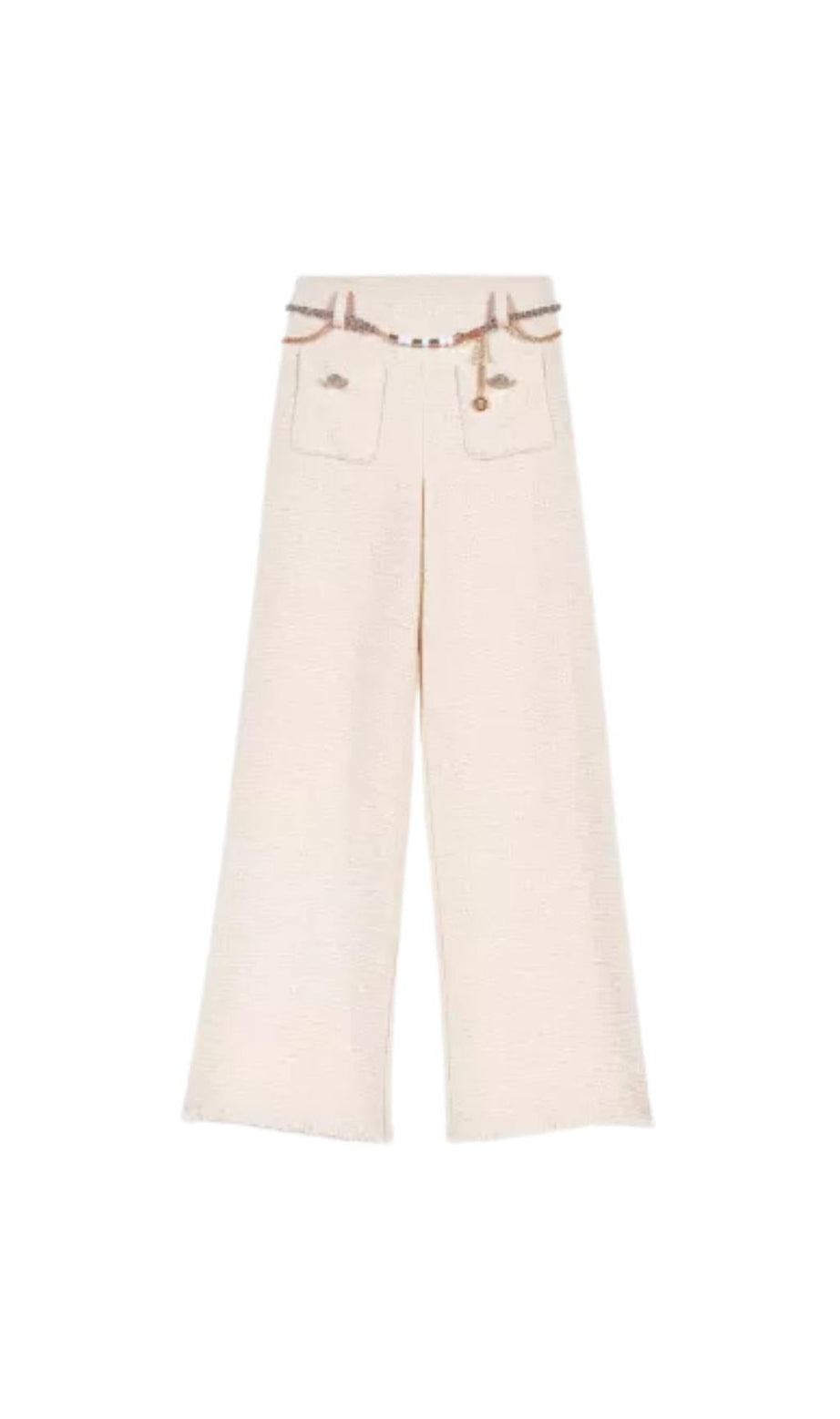 PANTALONI IN TWEED A VITA ALTA E GAMBA LARGA 