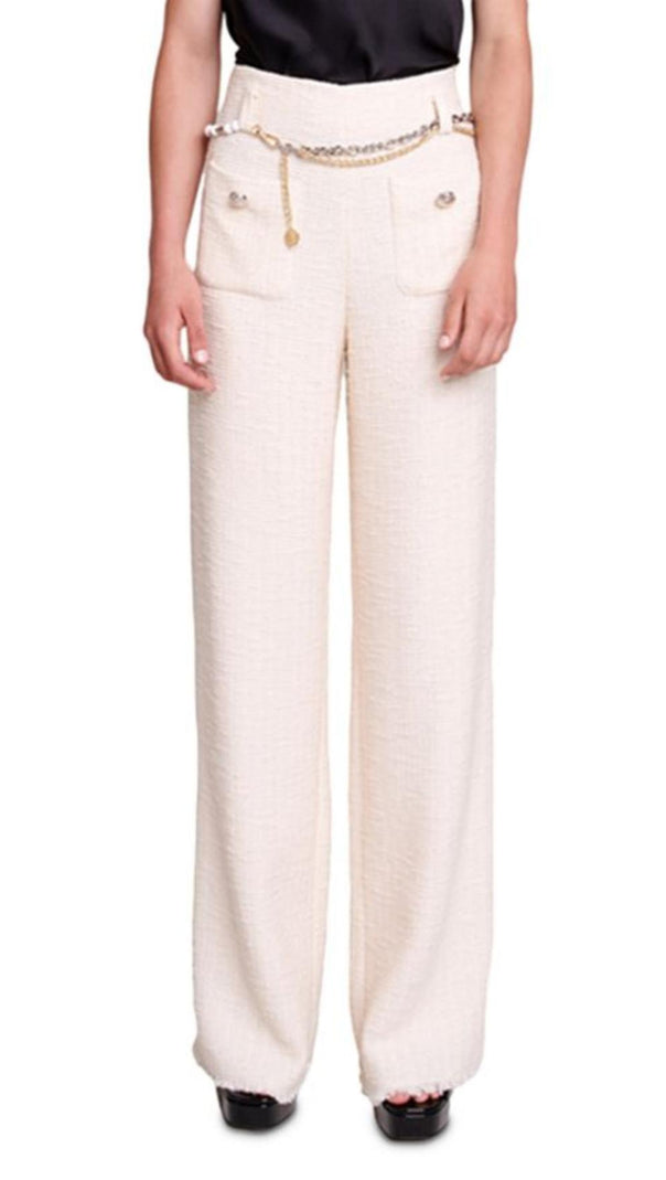 AIIZIE HIGH WAIST WIDE LEG TWEED TROUSERS - product image