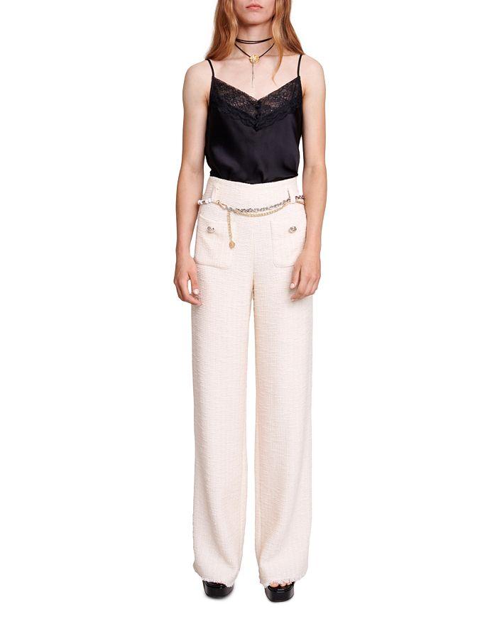 AIIZIE HIGH WAIST WIDE LEG TWEED TROUSERS - product image