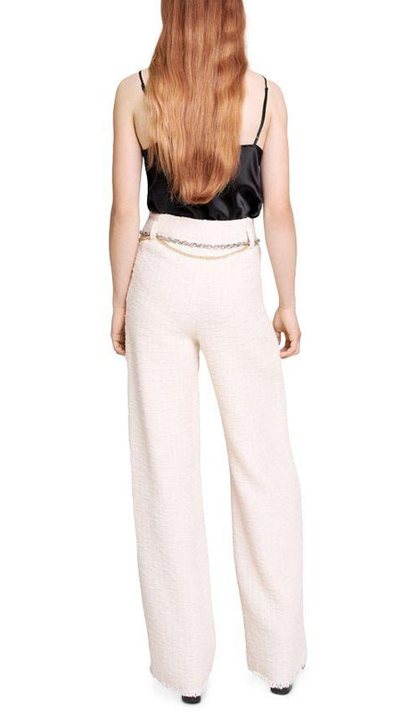 HIGH WAIST WIDE LEG TWEED TROUSERS