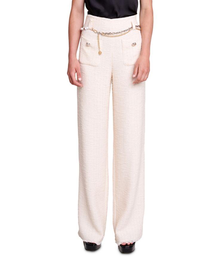 AIIZIE HIGH WAIST WIDE LEG TWEED TROUSERS - product image