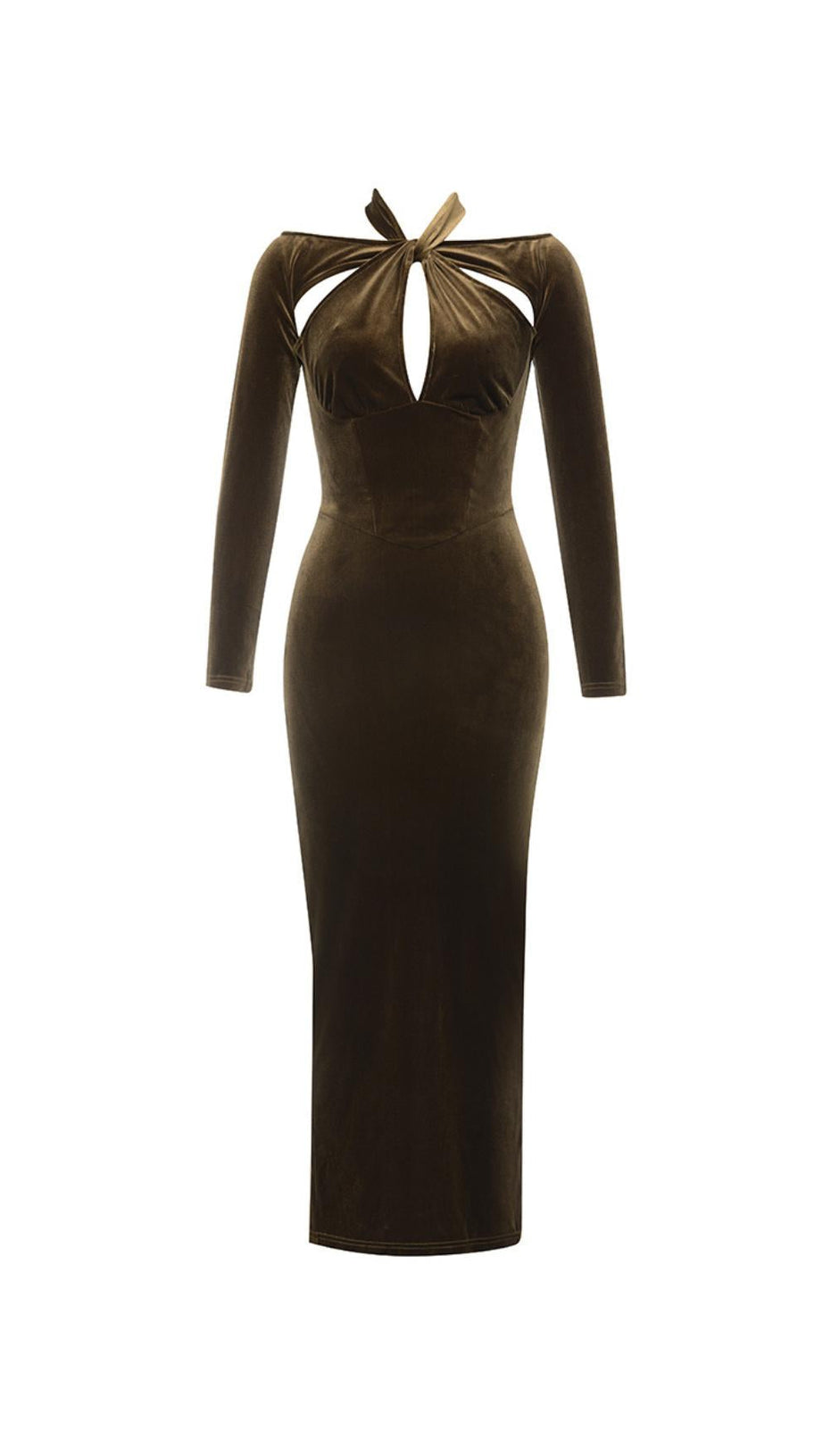 HOLLOWED-OUT SLIT SLIM MAXI DRESS