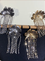 Tsuki Flower Crystal Fringe Earrings