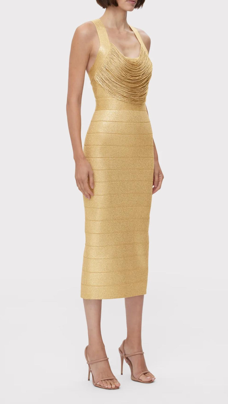 KNIT FRINGE MIDI DRESS