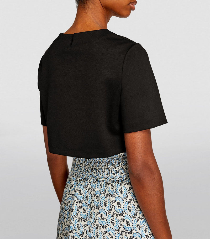 CROP TOP PRINTED SATIN SKIRT SUIT