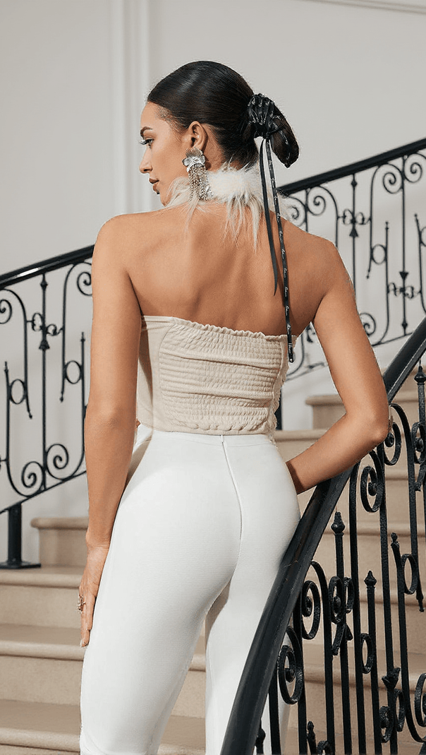 AIIZIE THARA BACKLESS FAUX FUR TOP - product image