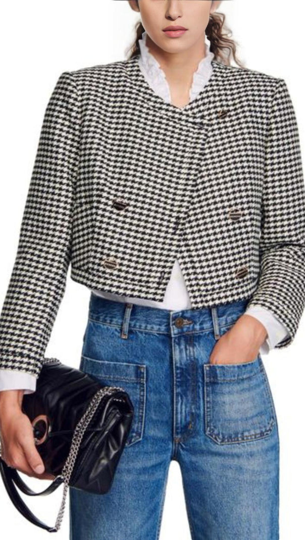 AIIZIE CROPPED HOUNDSTOOTH JACKET - product image