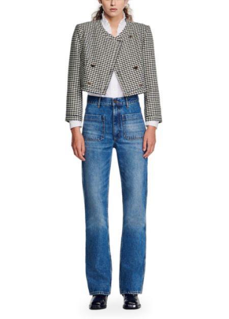 CROPPED HOUNDSTOOTH JACKET