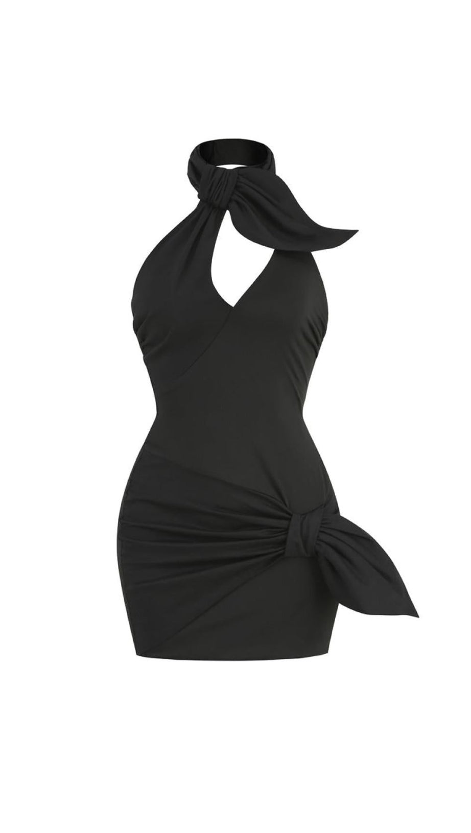 CROSSOVER-NECK MINI DRESS