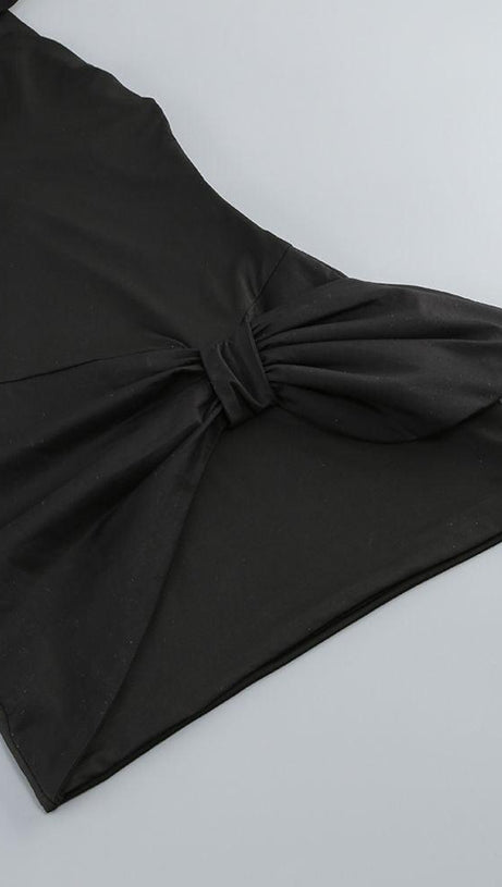 CROSSOVER-NECK MINI DRESS