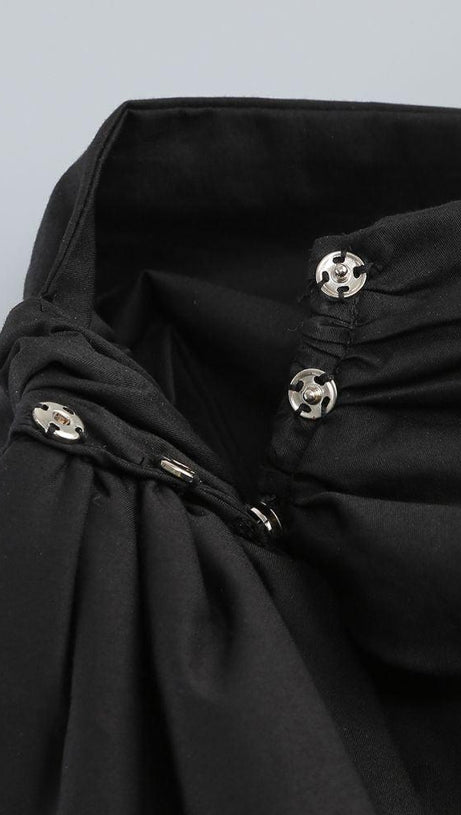 CROSSOVER-NECK MINI DRESS