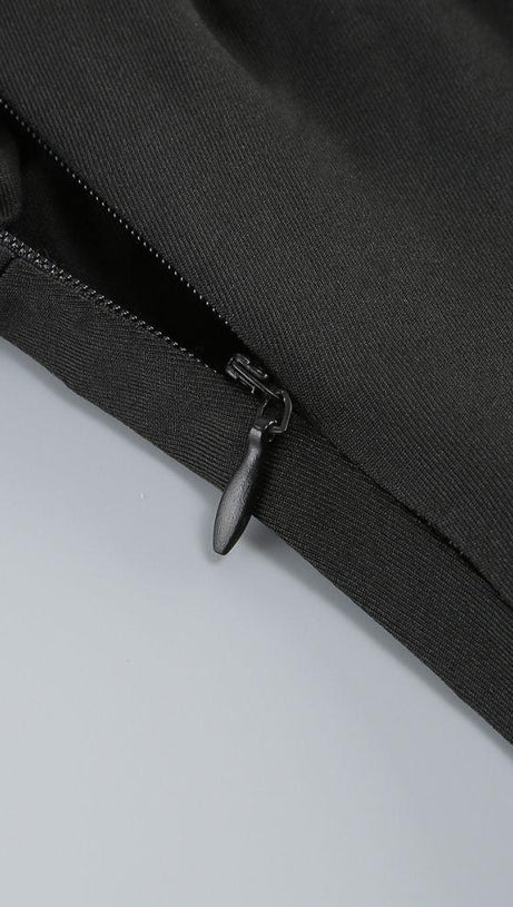 CROSSOVER-NECK MINI DRESS