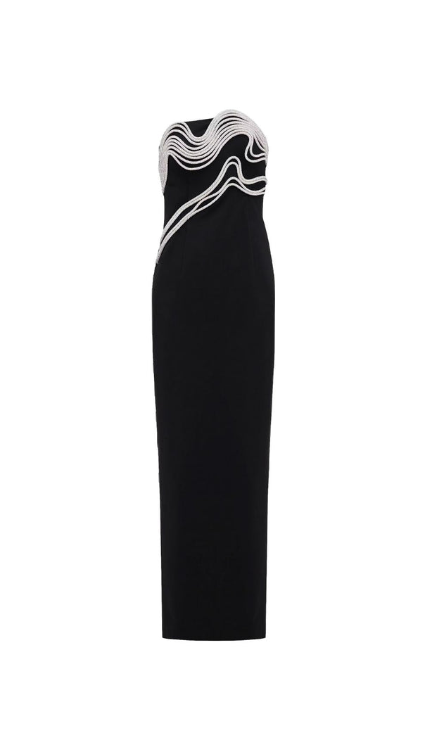 AIIZIE CRYSTAL EMBELLISHED MAXI DRESS IN BLACK - product image
