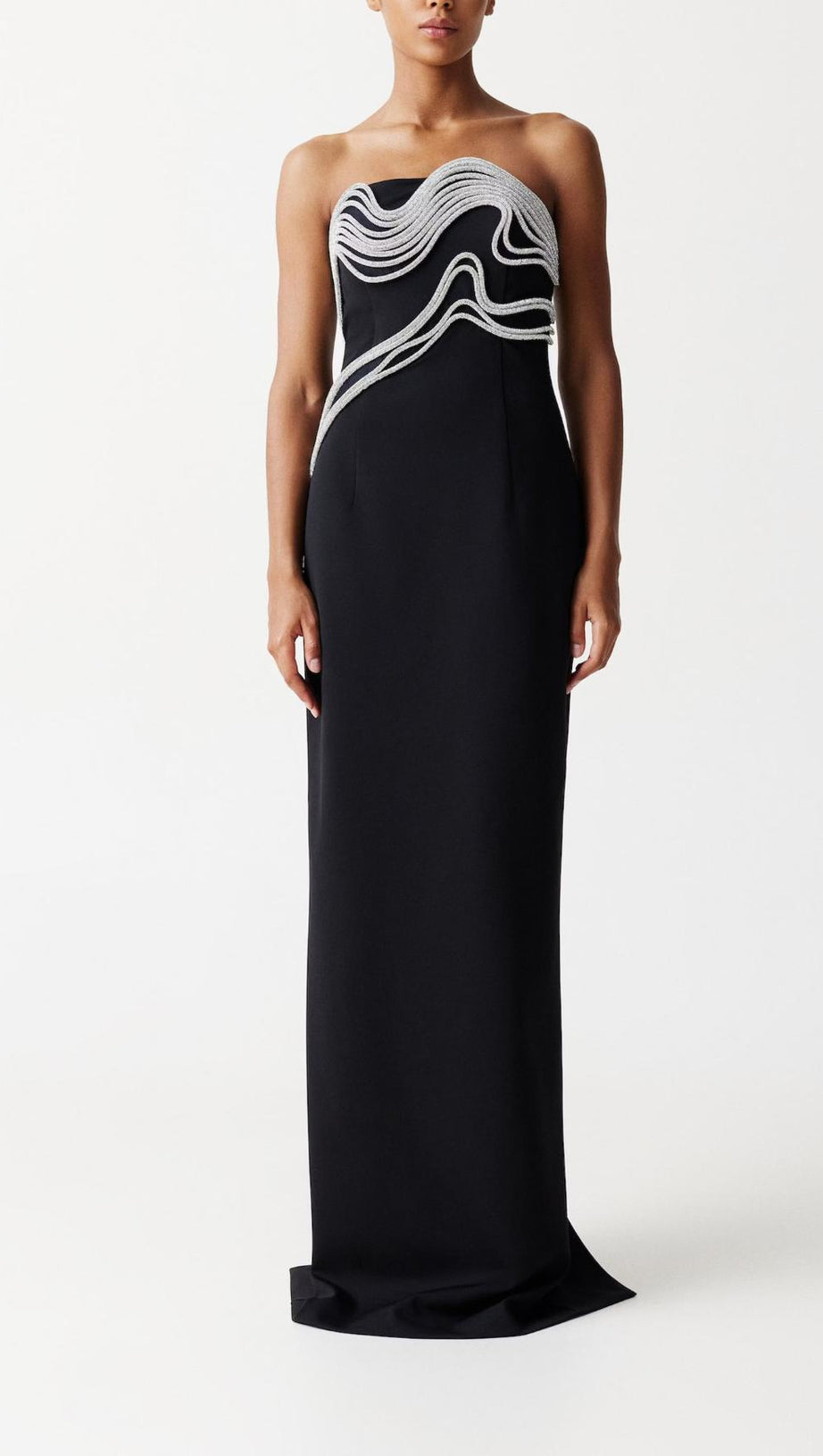 ABITO LUNGO NERO CON CRISTALLI 