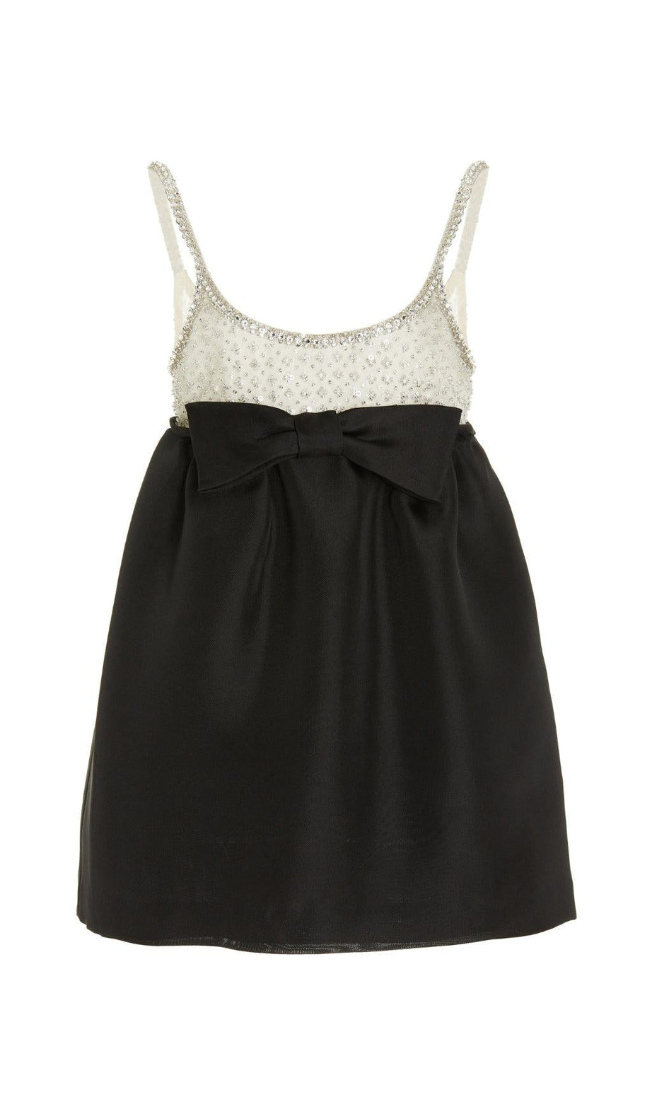 MINI ABITO IN ORGANZA E RASO CON CRISTALLI NERO
