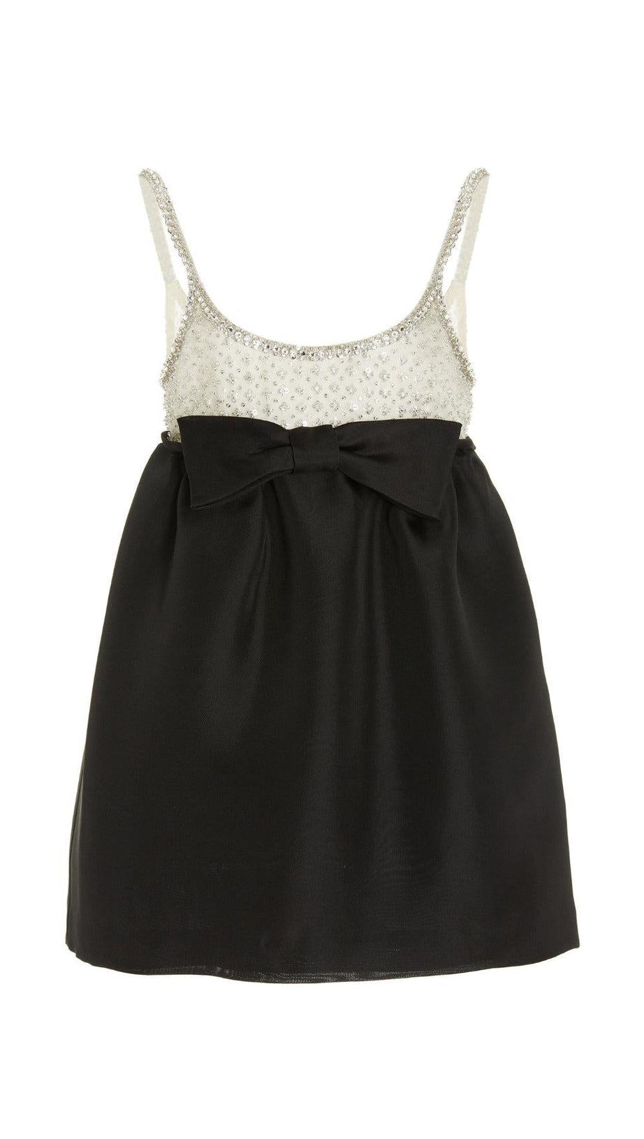 MINI ABITO IN ORGANZA E RASO CON CRISTALLI NERO