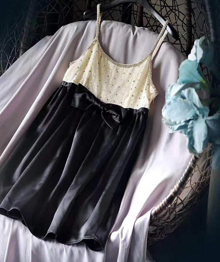 AIIZIE CRYSTAL EMBELLISHED ORGANZA SATIN MINI DRESS IN BLACK - product image