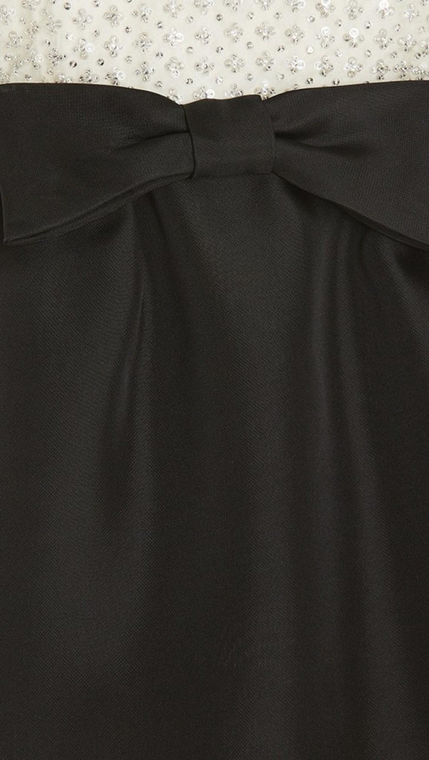 AIIZIE CRYSTAL EMBELLISHED ORGANZA SATIN MINI DRESS IN BLACK - product image