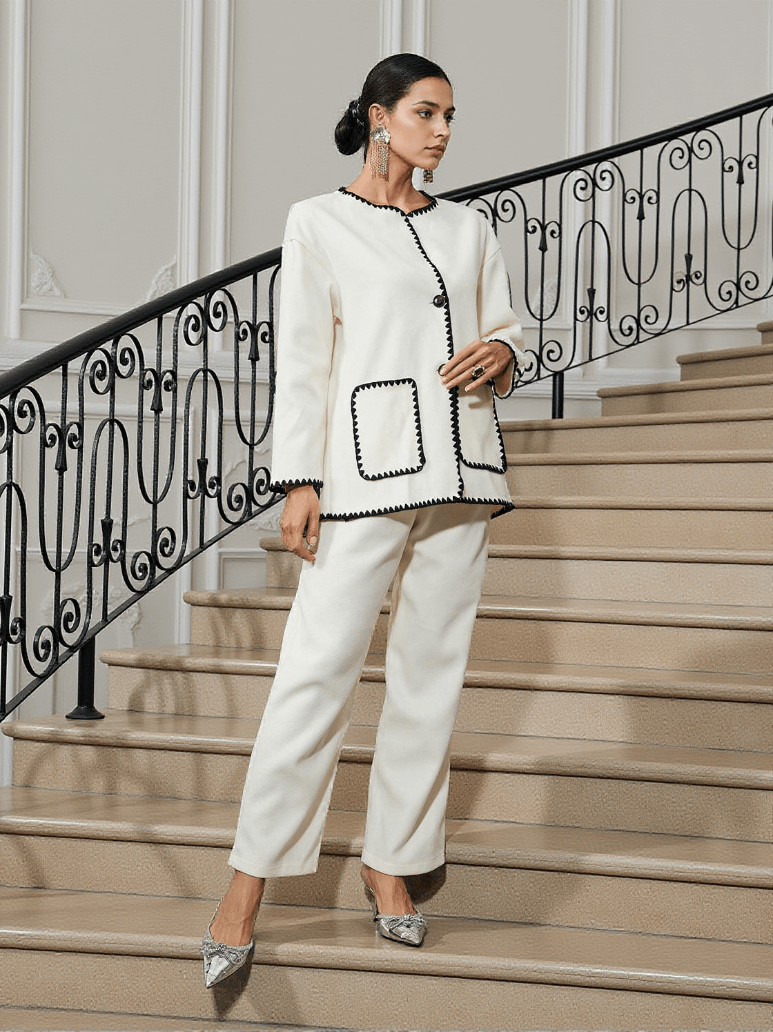 TEKOA PATCHWORK POCKETS PANTS SET