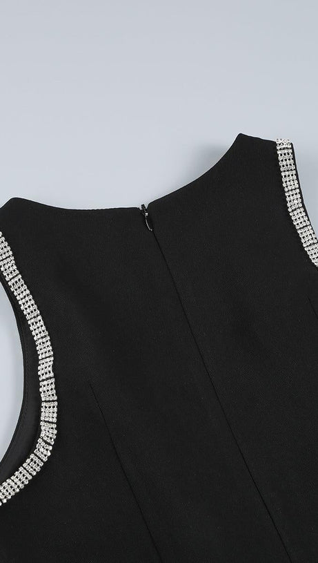 CRYSTAL FLORAL-EMBELLISHED MINI DRESS