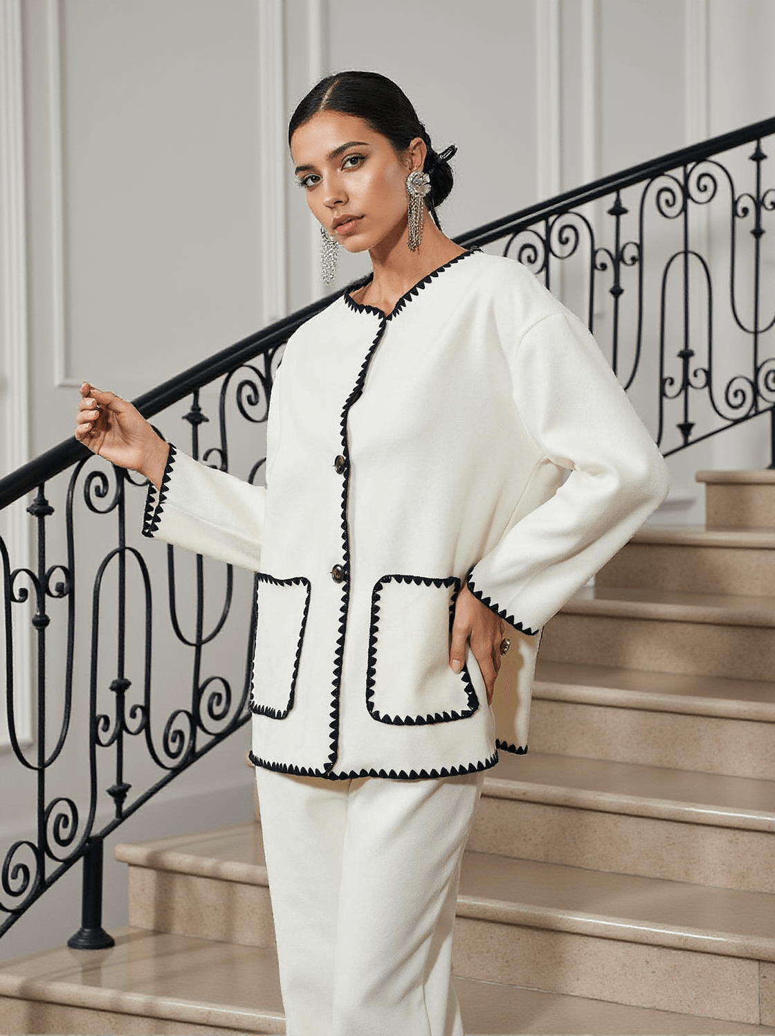 TEKOA PATCHWORK POCKETS PANTS SET