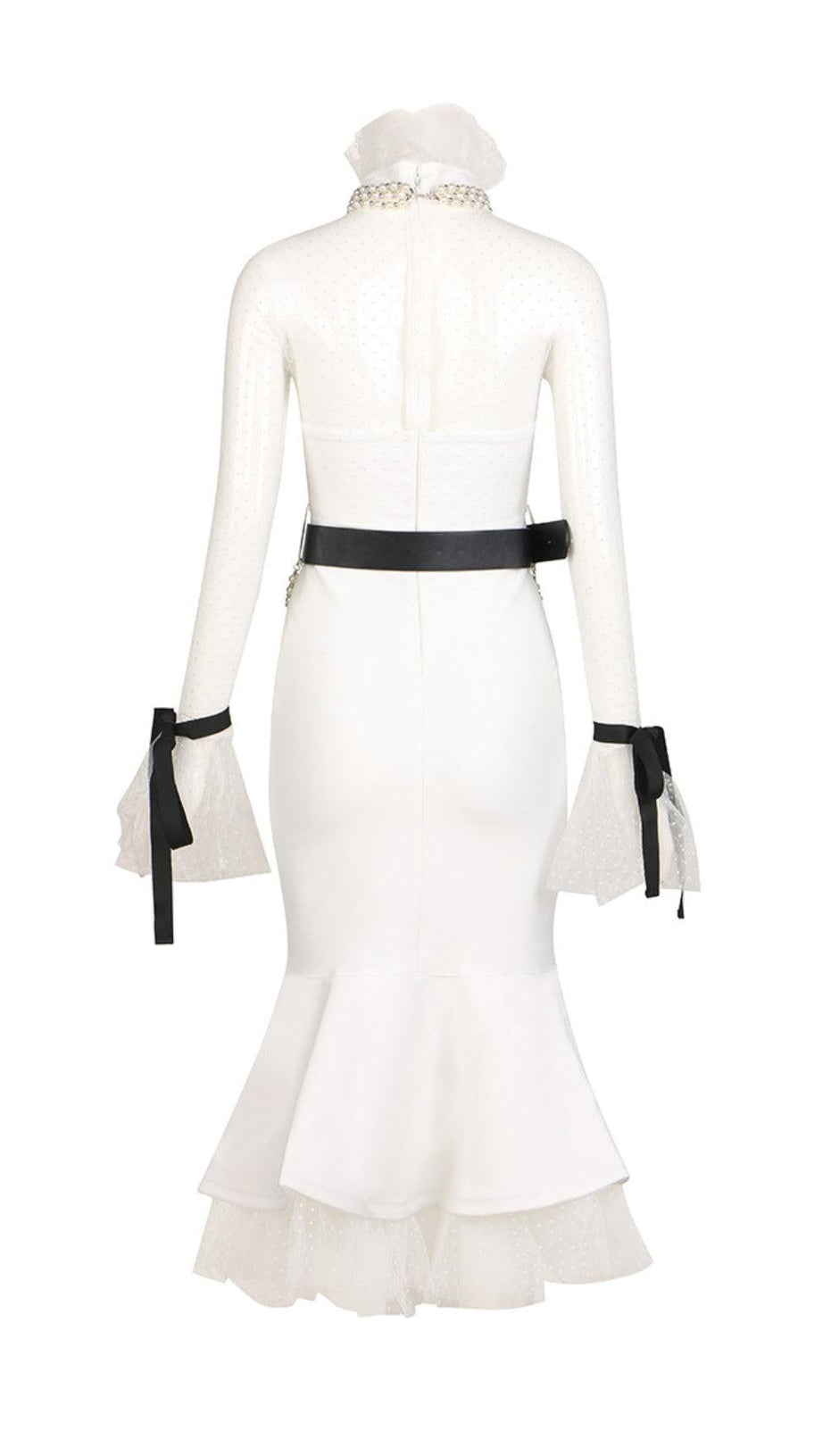 ABITO A SIRENA CON BENDAGGI A PATCHWORK A POIS