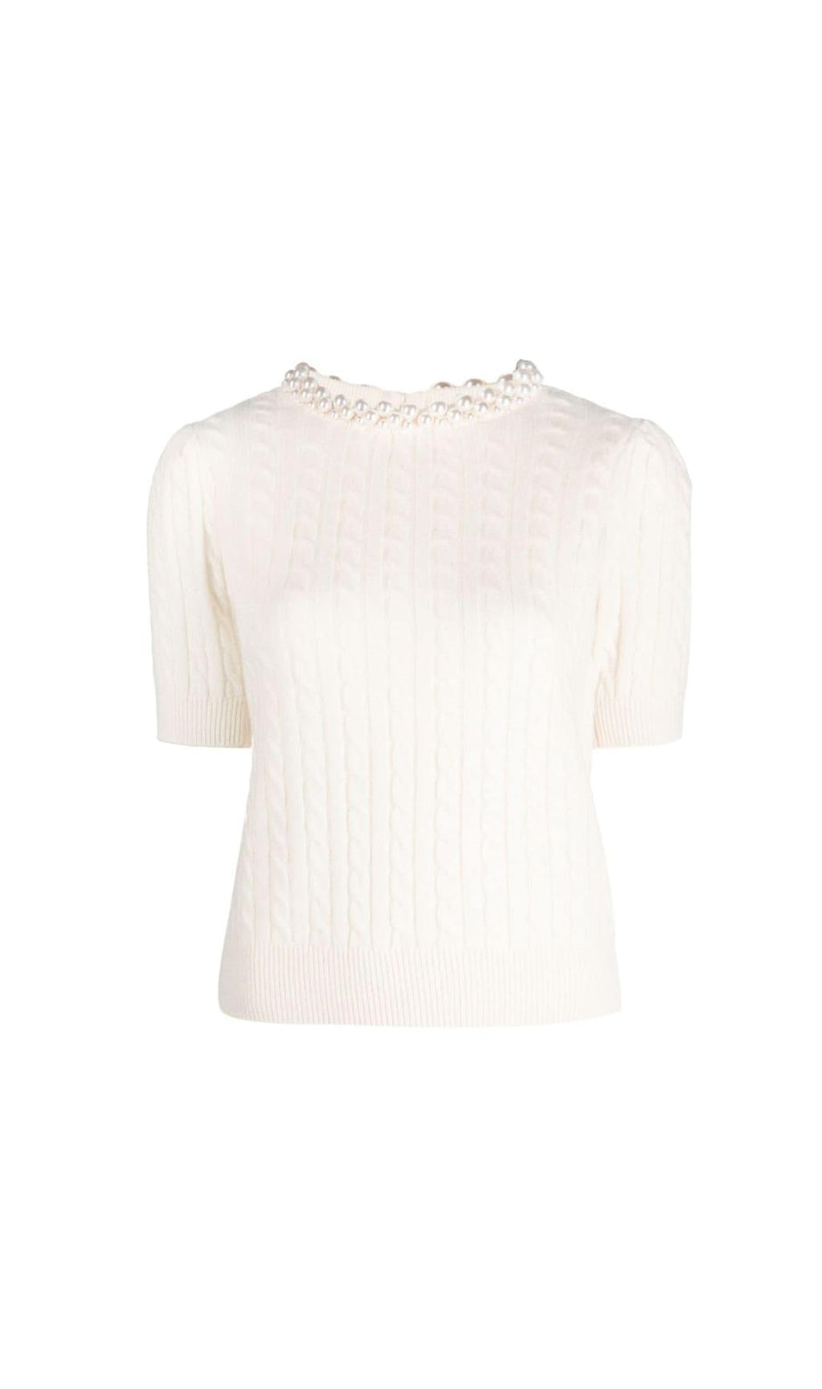 PULLOVER MIT VERZIERUNGEN UND ZOPFMUSTER 