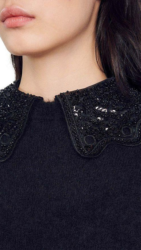 EMBELLISHED COLLAR SWEATER